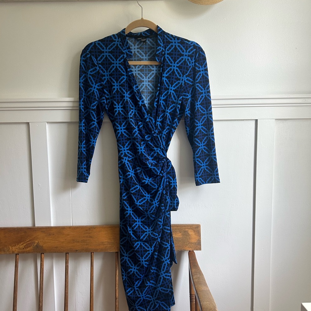 Maggy London Blue and dark navy Geometric Dress